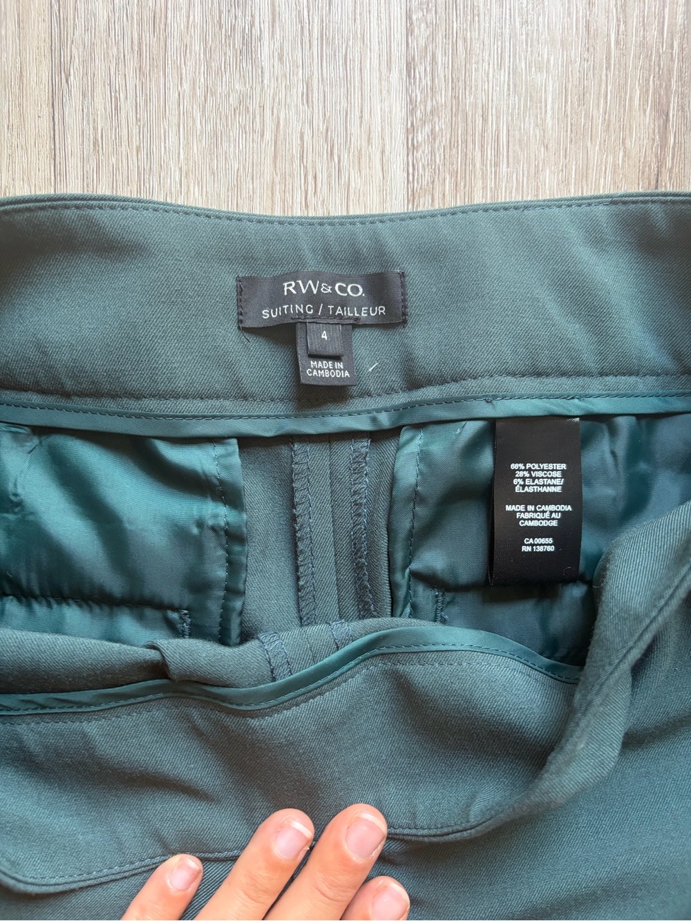 Womens Teal Green Tailored Suit Pants - Picture 4 of 5